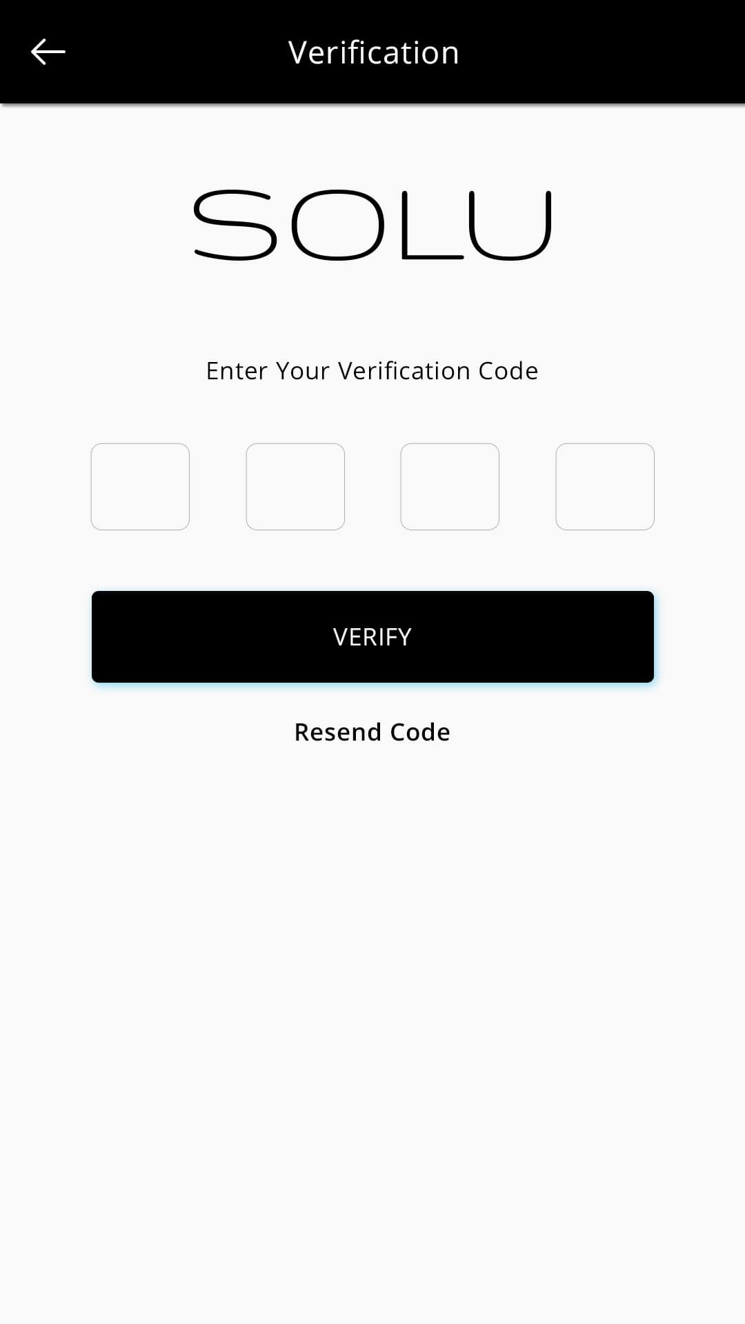 Solu (ride sharing app) Verification screen