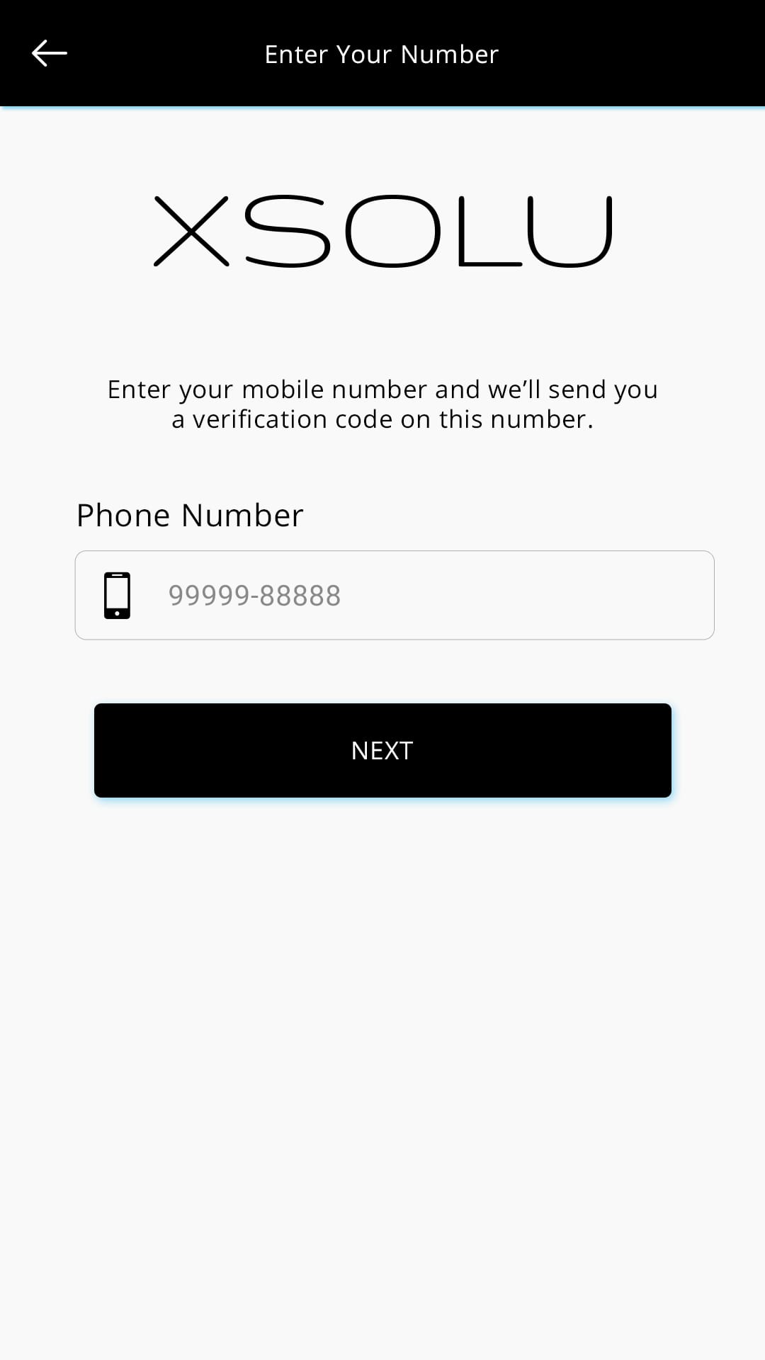 X Solu (ride sharing app) Mobile Number screen