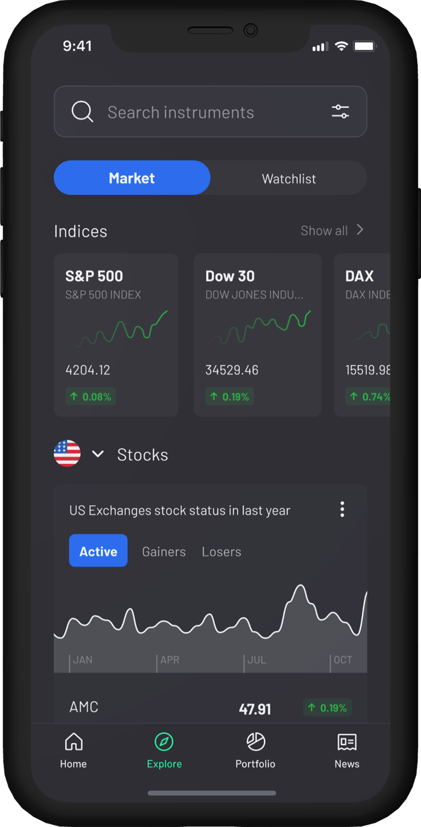 INDmoney clone mobile app dashboard showing finance and investment overview